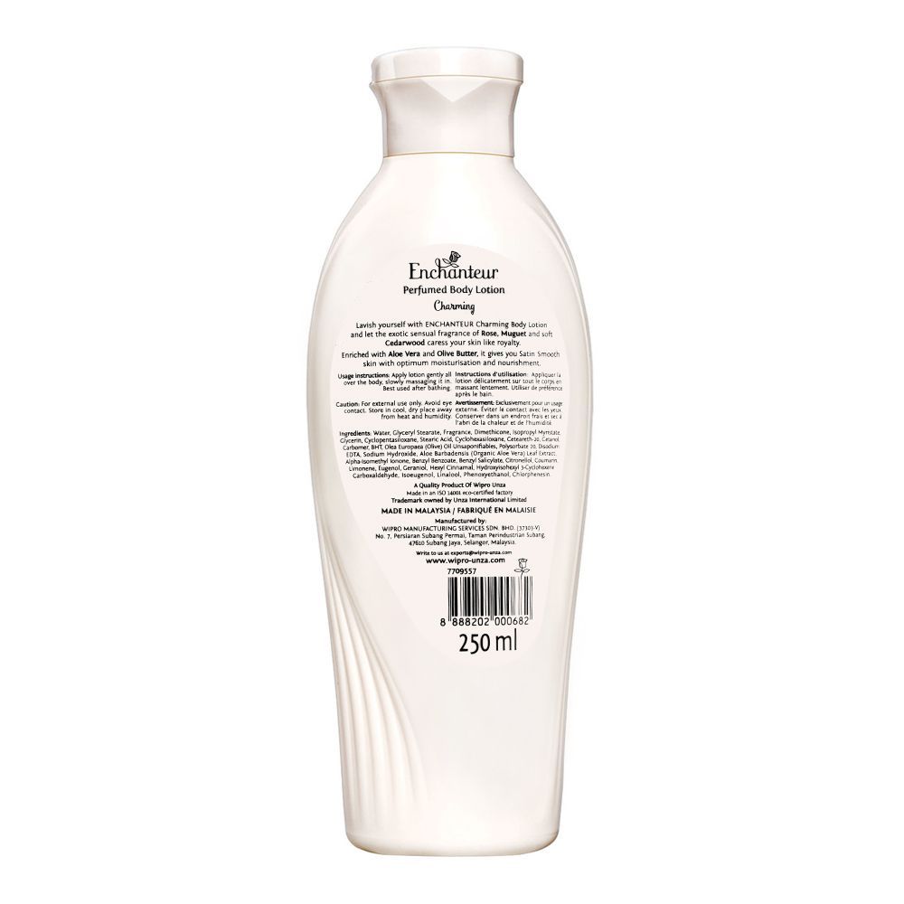 Enchanteur Elegant Musk Moisture Silk Perfumed Body Lotion, Aloe Vera & Olive Butter, 250ml
