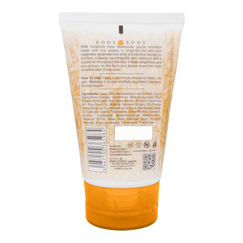 BNB Organic Ceramide Rice Moisturizer, Paraben and Sulfate Free, Dermatologist-Tested, 120ml