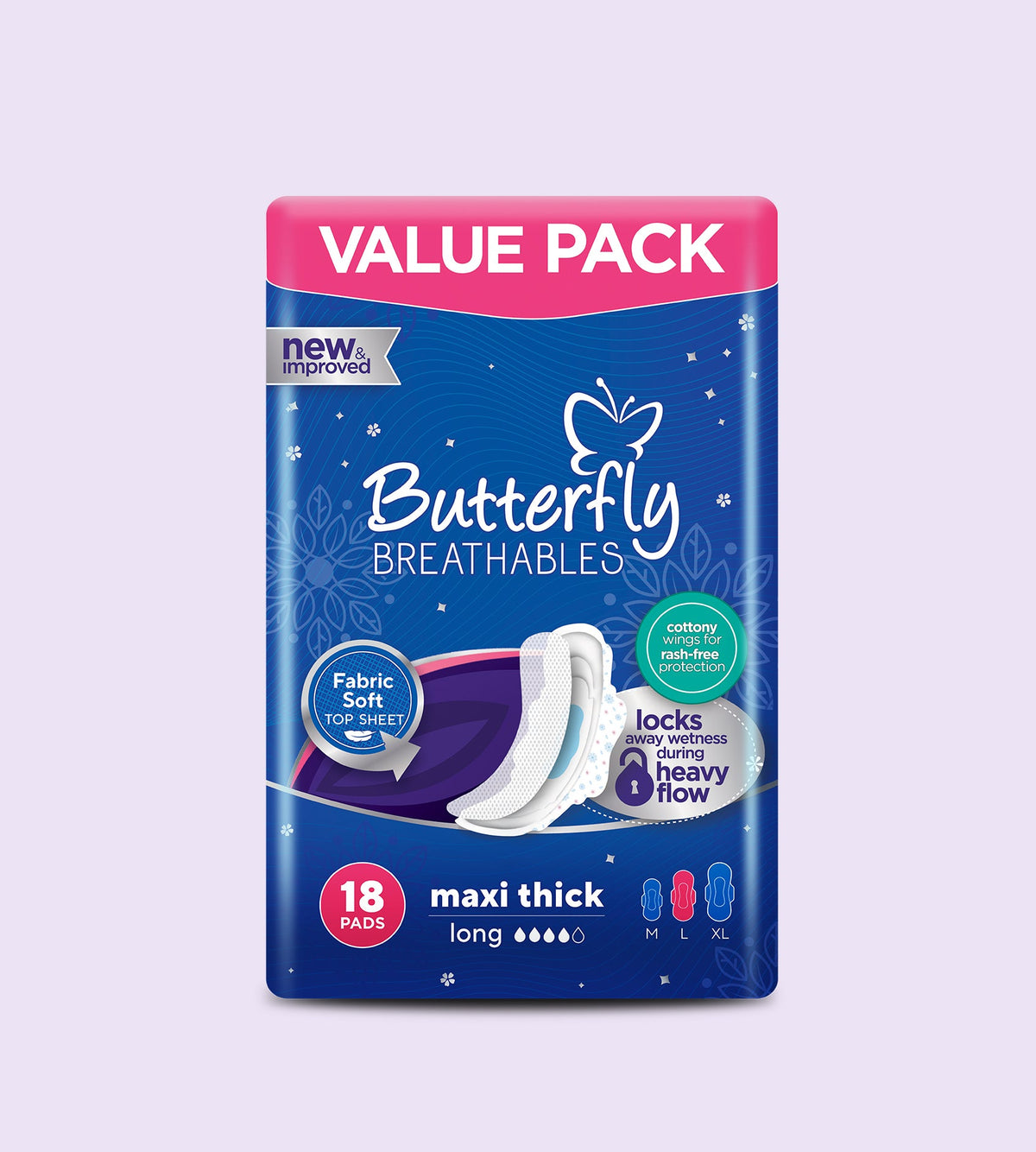 Butterfly Breathables Maxi Thick Fabric Soft Sanitary Pads