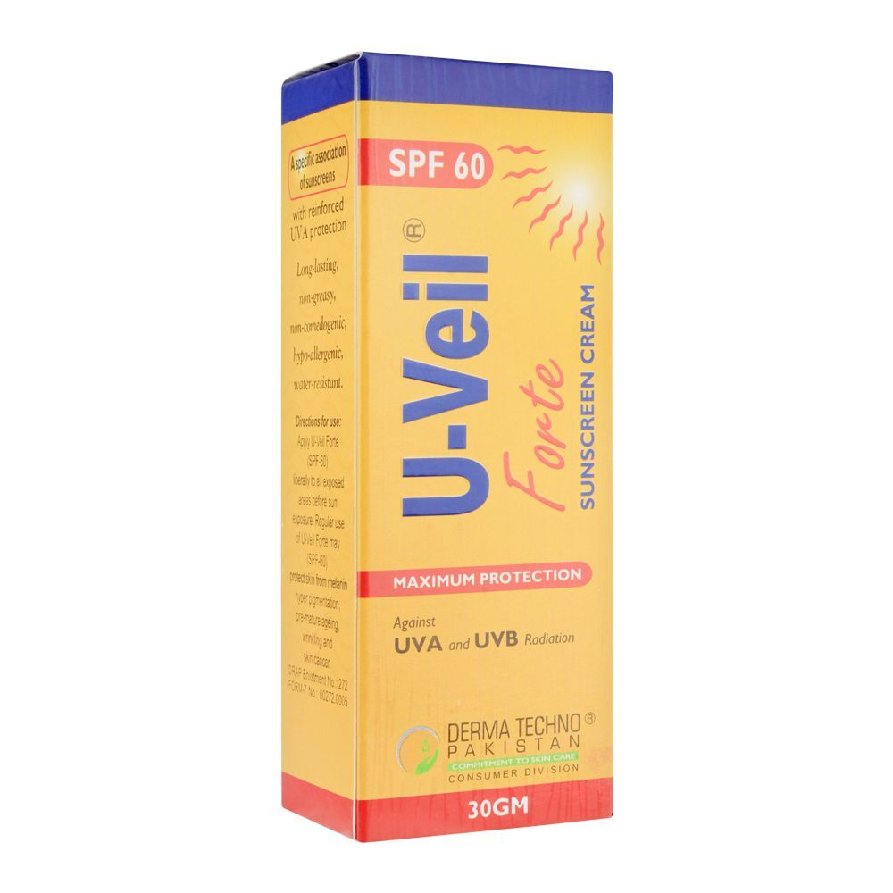 U-Veil Forte Sun Screen Cream SPF 60, 30g - Derma Techno